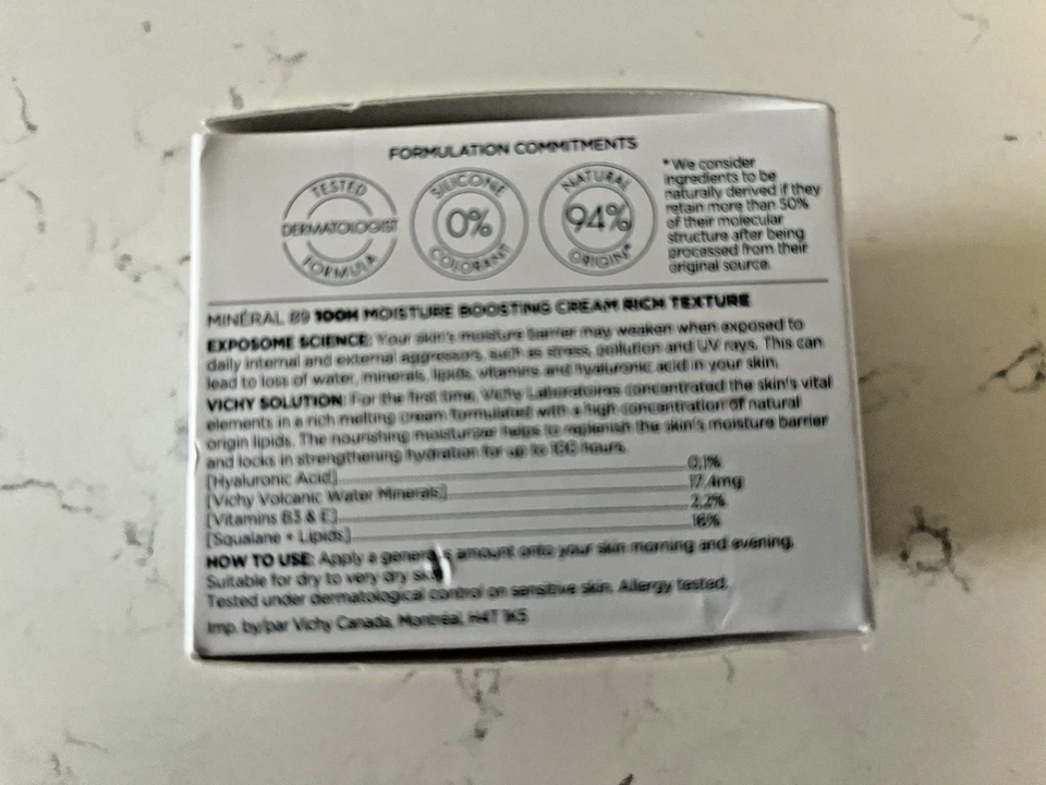 VICHY Mineral 89 Rich Cream, 100H Moisture Boosting Cream, EXP  DEC-2027 - Image 2 of 4