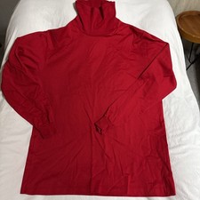 VTG 90s Cross Creek Red Mock Turtleneck Single Stitch Made in USA Long Sleeve