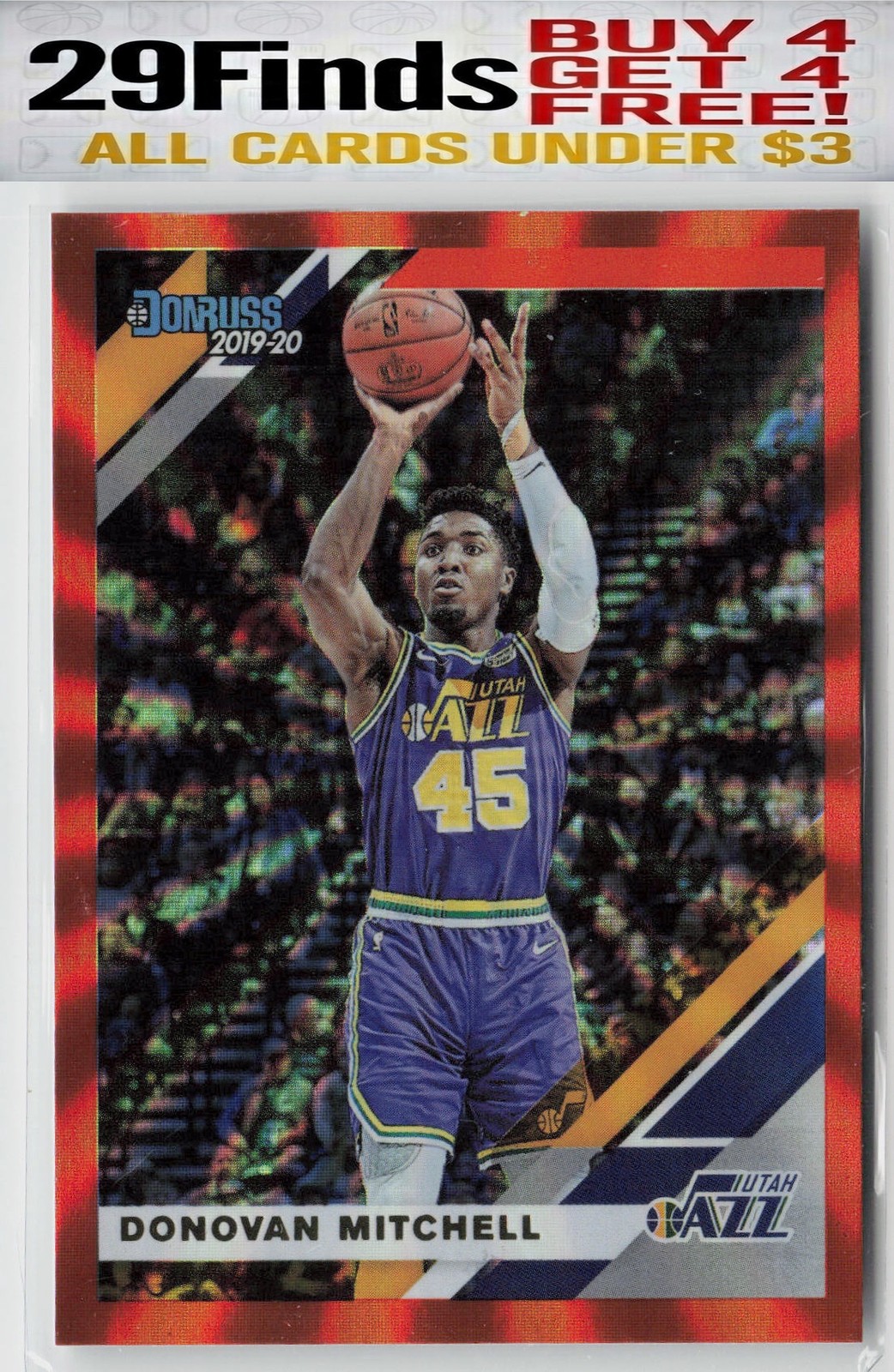 Donovan Mitchell 2019-20 Donruss Holo Orange Laser #193 Utah Jazz