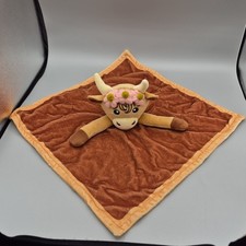 Highland Cow Plush Baby Blankey Lovey Nursery Brown Plush Doll Bull Horns