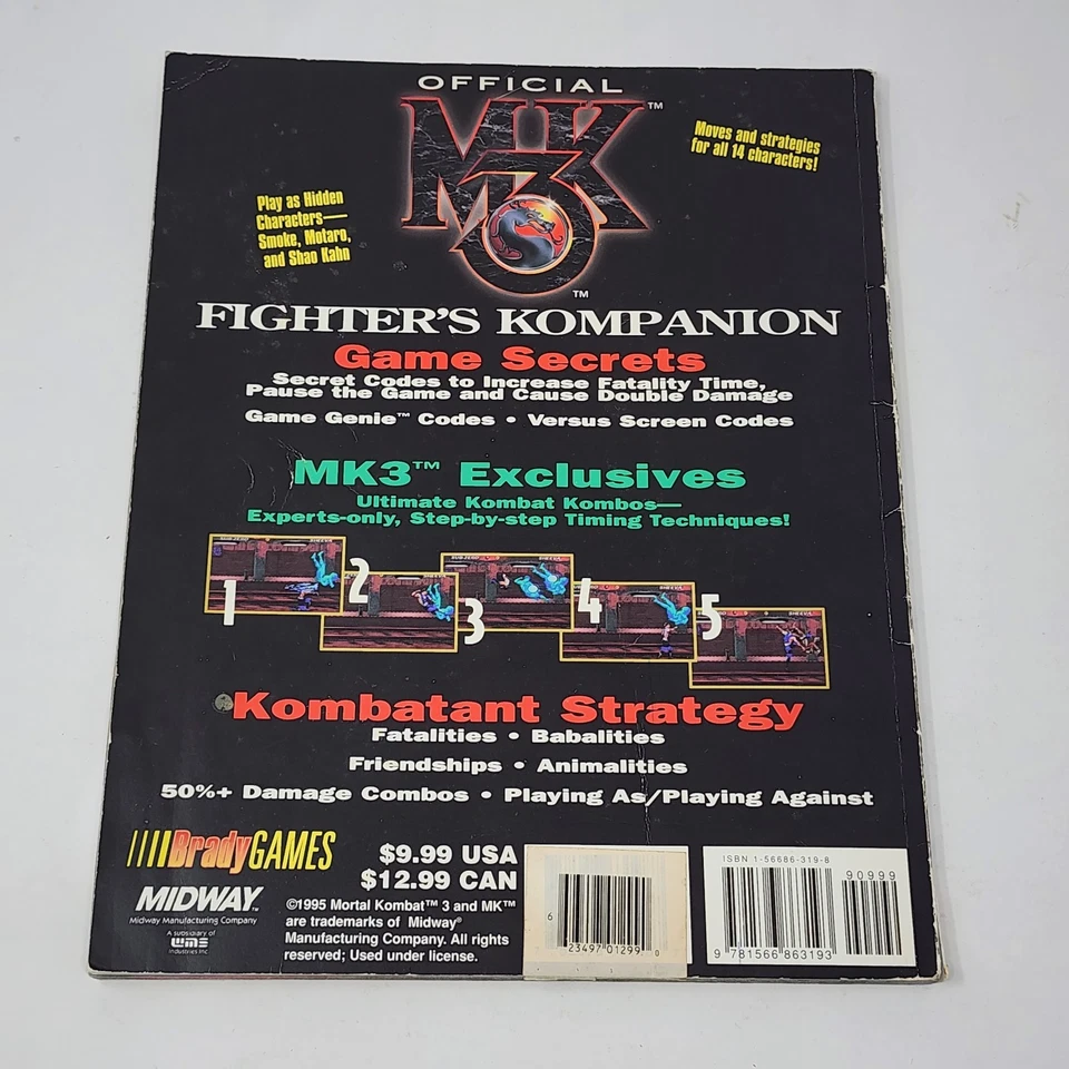 Brady Games Official (MK3 Fighter’s Kompanion - Mortal Kombat) Strategy Guide - Image 2 of 4