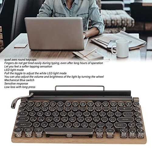 Mechanical Gaming Keyboard, Typewriter Retro Punk Gaming Keyboard, Bluetooth ... - Picture 5 of 6