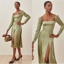 Reformation Maryanne Silk Dress in green size 2