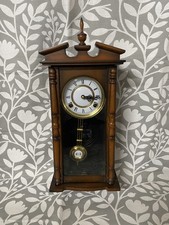 Vintage Wooden Wall Clock with Pendulum – Glass Front
