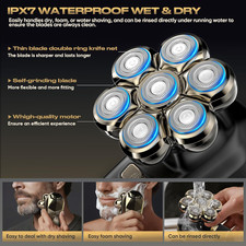 Electric Shaver Razor Cordless Waterproof with 7D Magnetic Shaver Heads/Wet &Dry 4