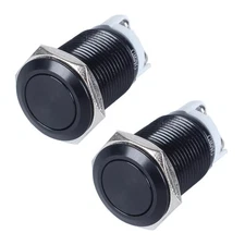 2-Pack 16mm Latching Metal Waterproof Push Button Switch ON-Off 5/8" Mounting...