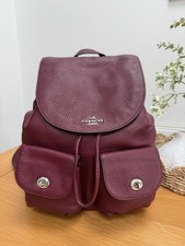 COACH Billie large burgundy soft pebbled leather backpack.