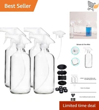 4 Pack Glass Spray Bottles 16 Ounce Refillable Eco-Friendly Multi-Purpose