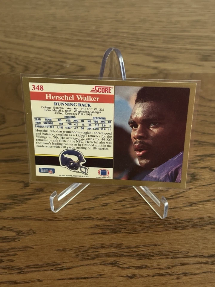 1991 Score - Herschel Walker #348 - Image 2 of 2