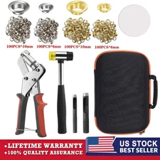 Grommet Tool Kit with Bag, Handheld Hole Punch Pliers, Hammer, Hole Punch, 20...