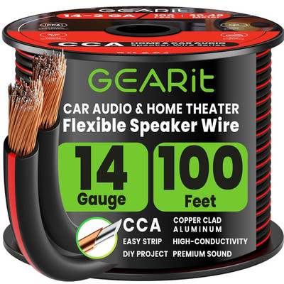 Speaker Wire 14 Gauge 100 Ft,Flexible Speaker Cable with Foot Markers & Polarity