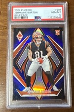 2024 Panini Phoenix - Rookies Jermaine Burton #201 Blue Fade /249 psa 10 POP 1