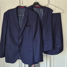 Burton Menswear London 3-Piece Tailored Fit Blue Suit Single-Breasted 46R 34"