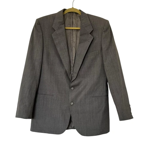 SAINT LAURENT (YSL) Blazer tuta Yves Saint Laurent grigio misto lana con spalline uomo tg 42 53 3