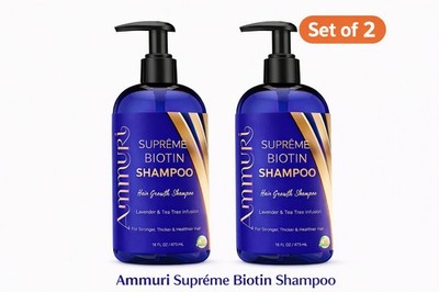 Ammuri Haarwachstum Shampoo Set - Anti-Frizz, DHT Blocker, Biotin & Aloe Vera X2