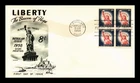 US COVER STATUE OF LIBERTY 8C FIRST DAY ISSUE BLOCK FLEETWOOD