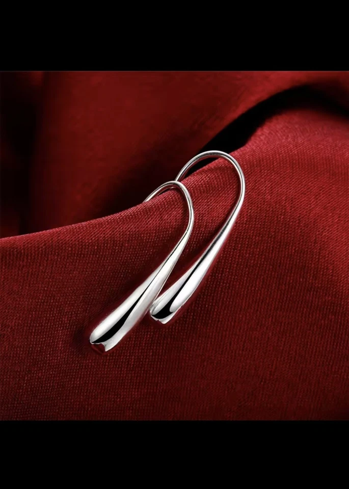 ORECCHINI PENDENTI GOCCIA DI PIOGGIA COLORE ARGENTO 925 - Immagine 3 di 4