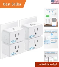 Compact Wi-Fi Smart Plug with Alexa & Google Home Compatibility - 4 Packs