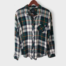 Rails Womens Hunter Plaid Flannel Button Up Shirt Green Sz Lg Classic Grunge 