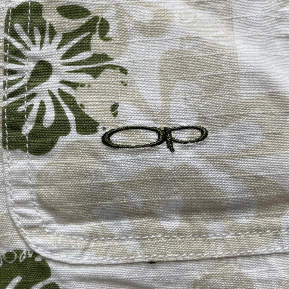 Vintage Ocean Pacific OP Shorts Womens 13 White Green Hibiscus Boardshorts Surf - Image 3 of 4