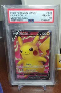 2020 Pokemon Vivid Voltage 170/185 Full Art Pikachu V Ultra Rare PSA 10