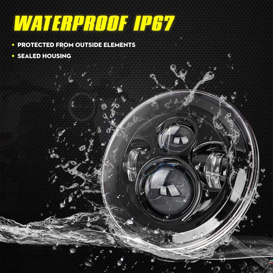 Par de faros LED redondos DRL de 7" pulgadas para GMC C15/C25 C35 1975-1978 haz alto bajo Foto 4 de 4