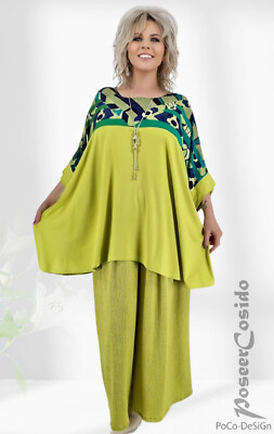 Tunika Shirt LAGENLOOK Oversize blau grün lime 2XL 3XL 46 48 50 52 54 56 58