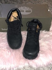 Timberland Premium 6 In Waterproof Boot Nubuck Black Wheat Youth Boys Size 1