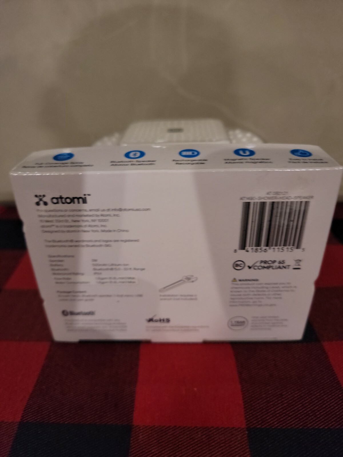 Atomi Shower Head with Bluetooth Speaker Wireless New Factory Sealed 