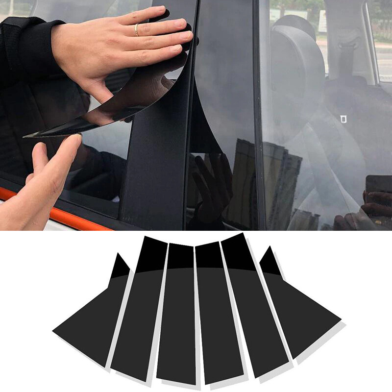 Gloss Black Pillar Post Door Trim Covers For 2019-2024 Kia Forte K3 Sedan – 6-Piece Set, Self-Adhesive