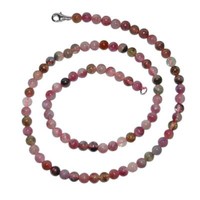 Turmalin Rot - Rubelit Kette Kugel 6 Mm/45 Cm Mit 925Er Silber Verschluss