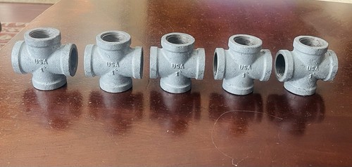 1โ 150# Galvanized Malleable Threaded Cross US Made Ward Brand - Lot of 5 Pieces