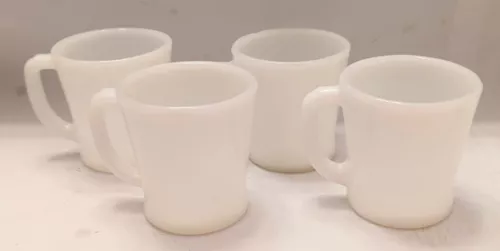 Set of 4 Vintage Fire King Collectible Coffee Cup Mug, White Milk Glass 50's