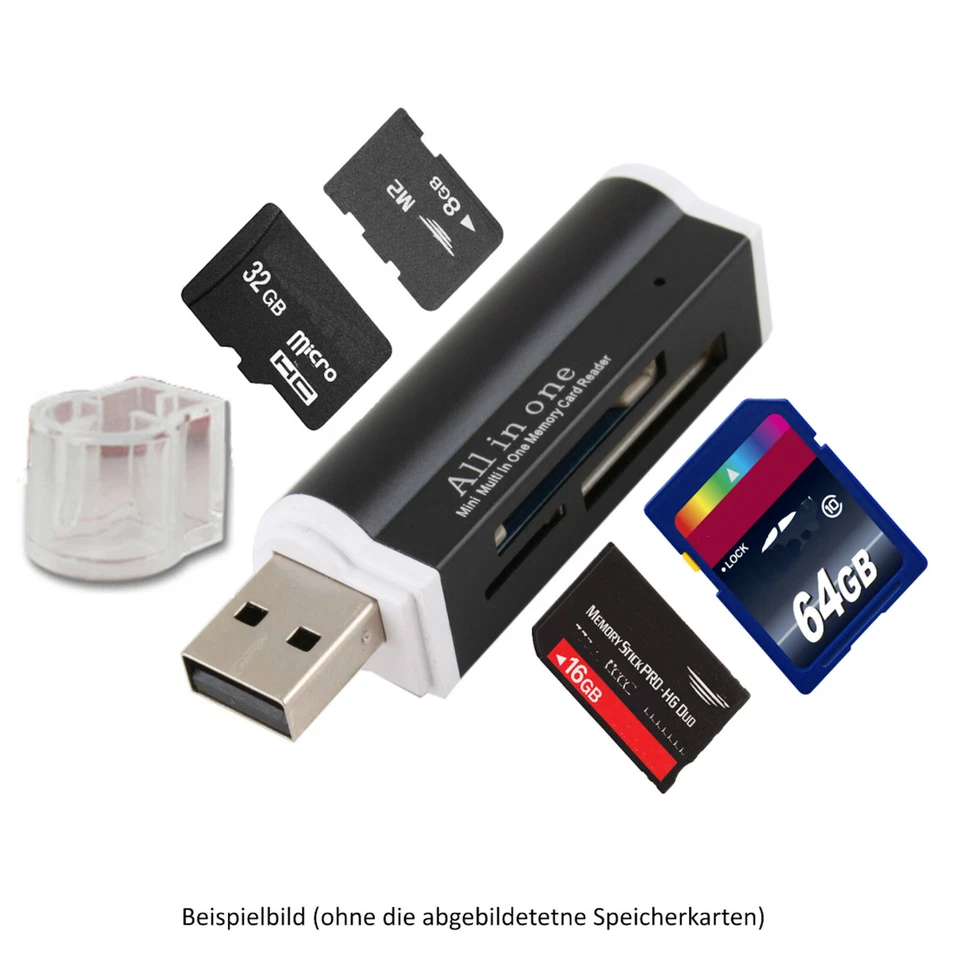 Kartenlesegerät Kartenleser TF Card Reader Micro SD MMC M2 USB Stick Schwarz - Bild 3 von 4