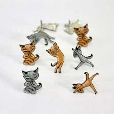 YOGA CATS SCRAPBOOKING DECORATIVE BRADS EYELET OUTLET 8 PCS 3 DESIGNS 2 COLORS