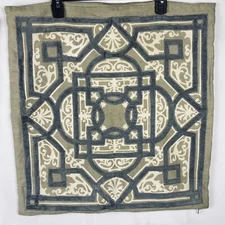 Z Gallerie Euro Pillow Sham Cover Set (2) Linen Cotton 22 X 22 Blue Taupe Cream