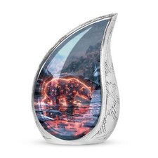Fiery Bear In The Wild Cremation Urn - Decorative Urn For Ashes - Cremation Urn
