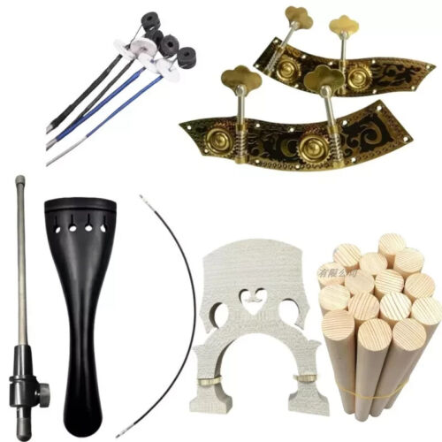 3/4 Upright Bass Parts kit Brass Pegs,Tailpiece, Bridge,End Pin,Strings Gut