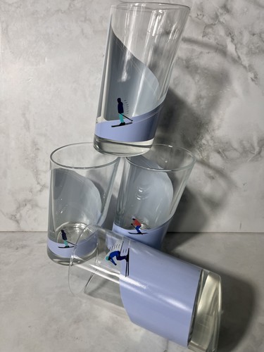 ITALIANO Juego de 4 Gafas Highball Inclinadas de Calidad Pistas Alpinas Esquí LEER - Imagen 5 de 11