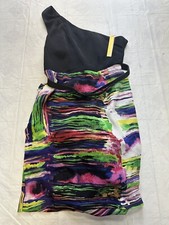 NWT Alice + Olivia One Shoulder Gathered Draped Mini Dress Size S Silk Belted