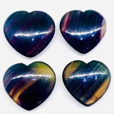 4 Pcs Natural Bi Color Fluorite 28.5-30.5mm Heart Cabochon Untreated Gemstones