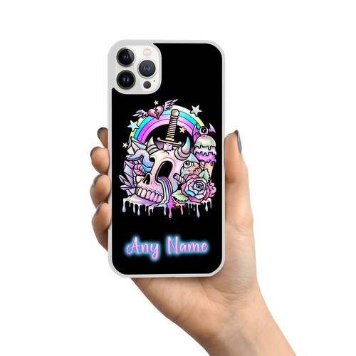Pastel Goth Skull Personalised Name Phone Case Cover for iPhone 13 Emo Punk Gift - Picture 7 of 7