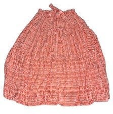 Lands End Skirt L Red White Stripes Pockets Size S 6-8 NWT