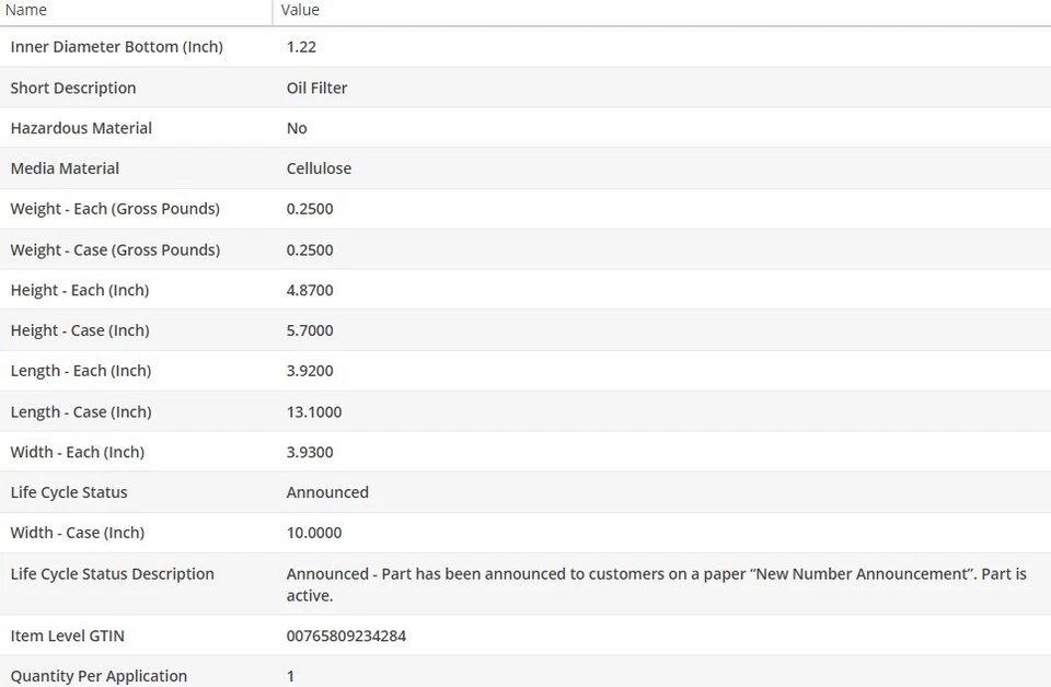 OEM Type Oil Filter WIX for FREIGHTLINER SPRINTER 2500 2014-2017 L4-2.1L - Изображение 4 из 4