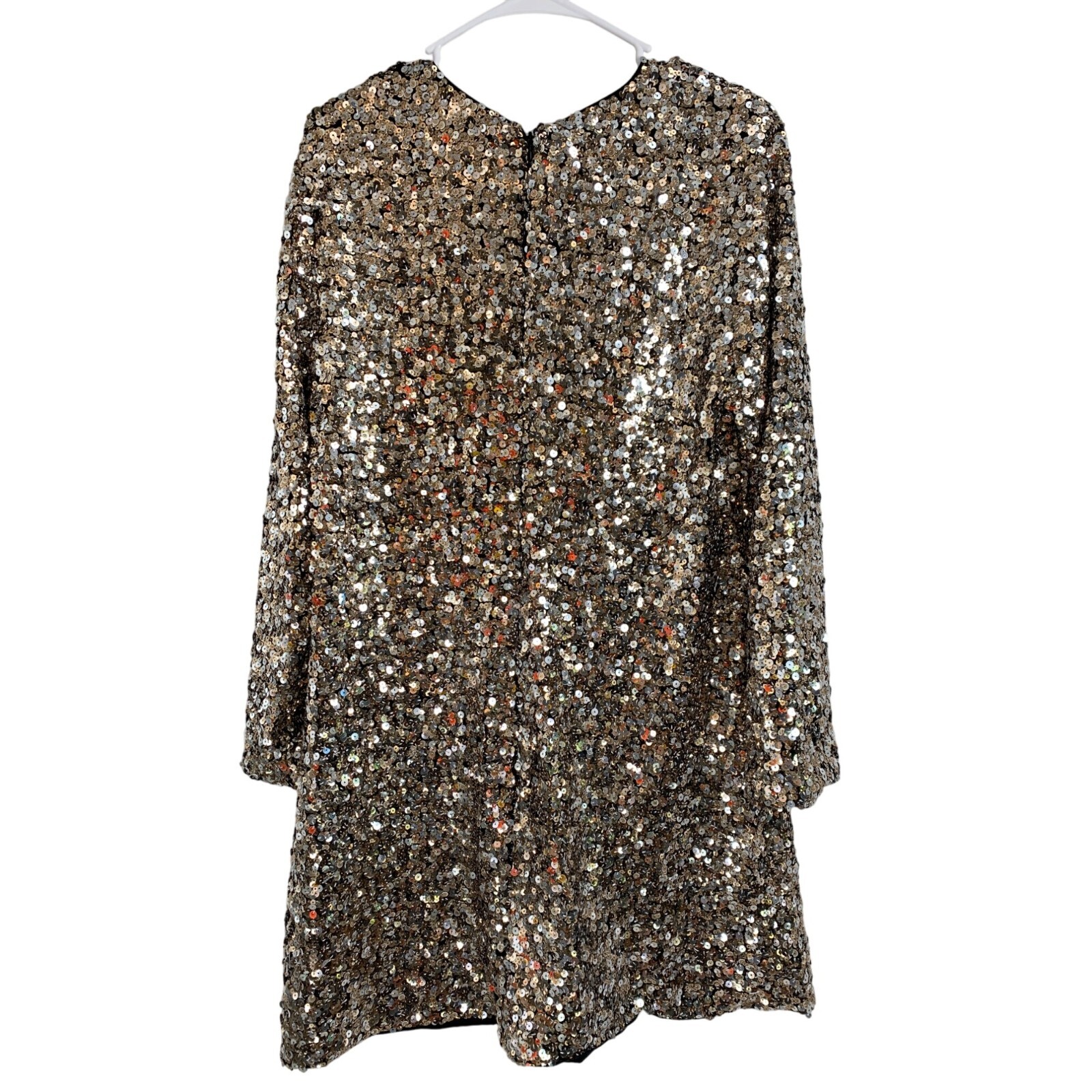 Rare Banana Republic Alina Sequin Mini Dress Size L NWT Long Sleeve Metalic 7354 image 6