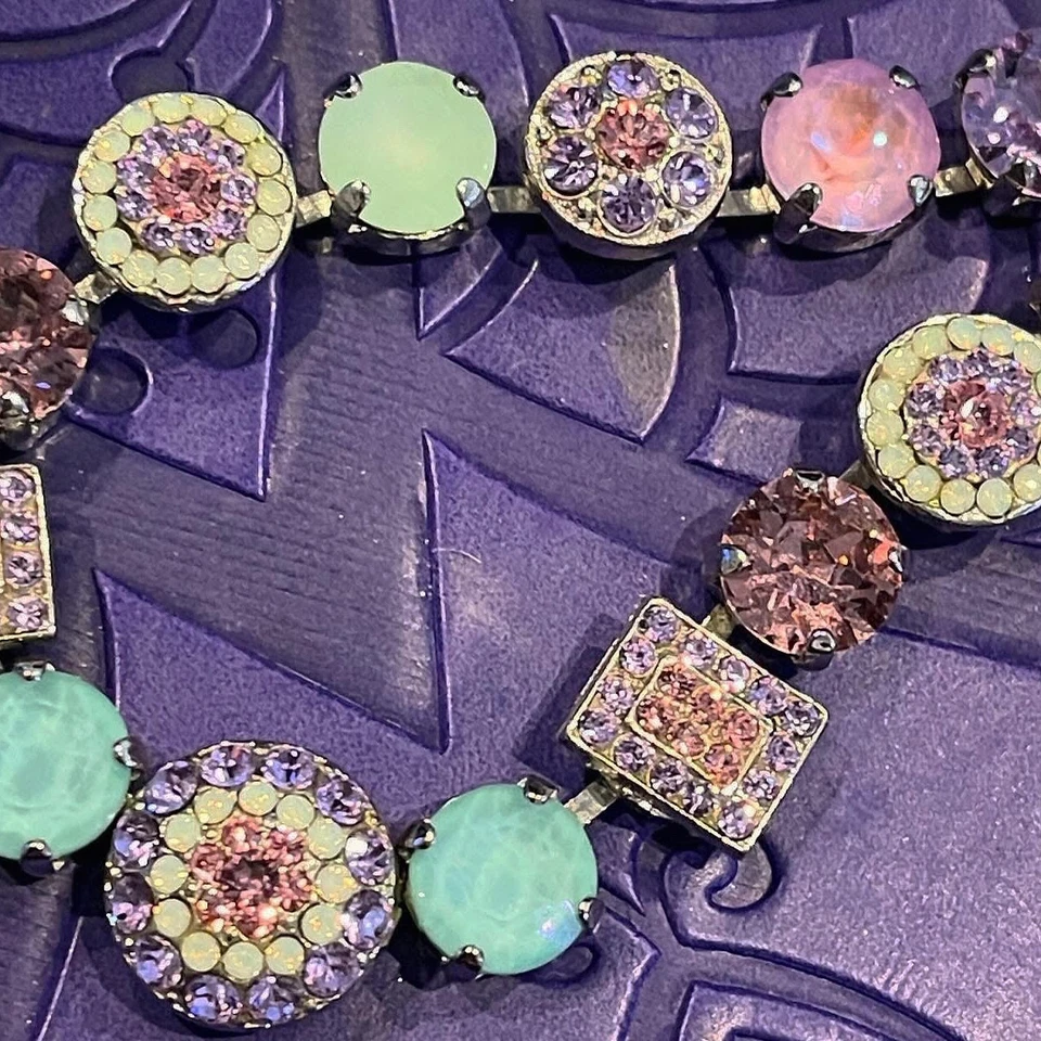 Mariana Handmade Swarovski Necklace lavender Pacific Opal Mint Rose Water  - Image 3 of 4