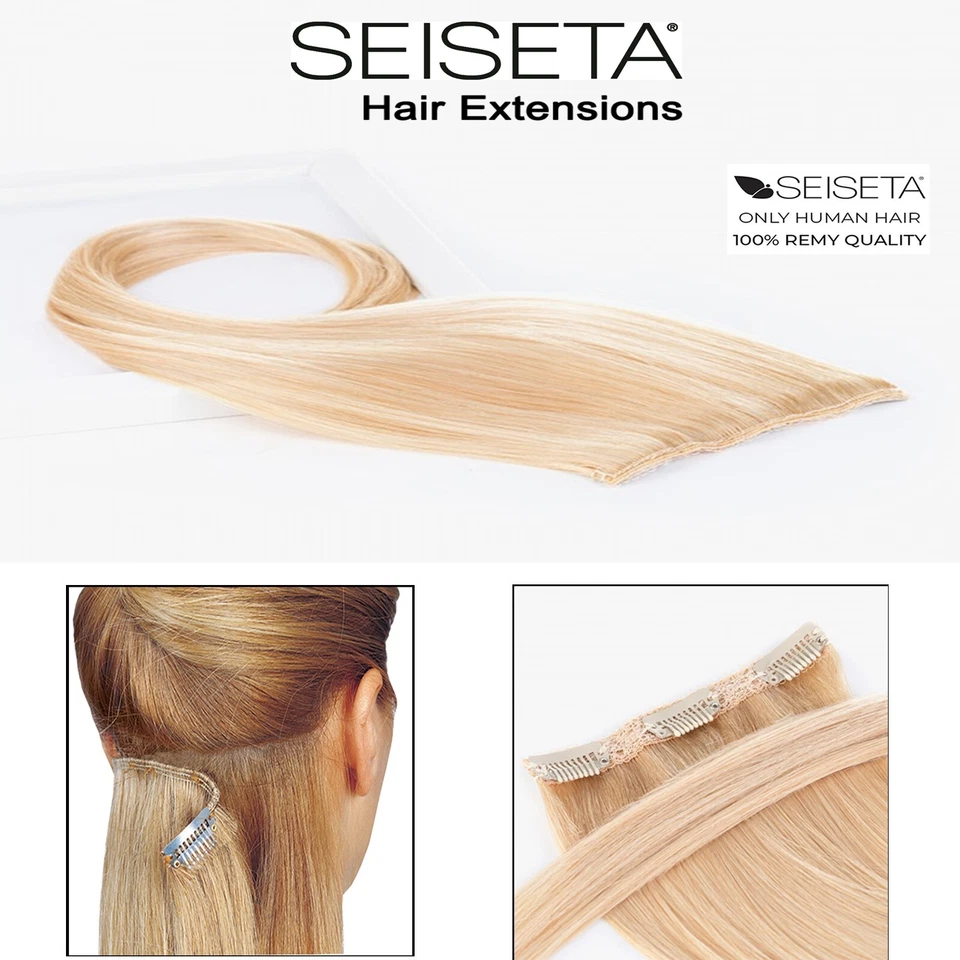 Clip in Hair extensions echthaar SEISETA Tressen 12 cm Haarverlängerung Länge 55 - Bild 2 von 4