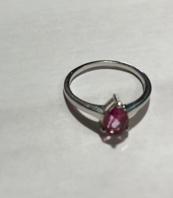 Vintage Size Silver 925 TGGC Gemstone Ring Jaipur India PINK