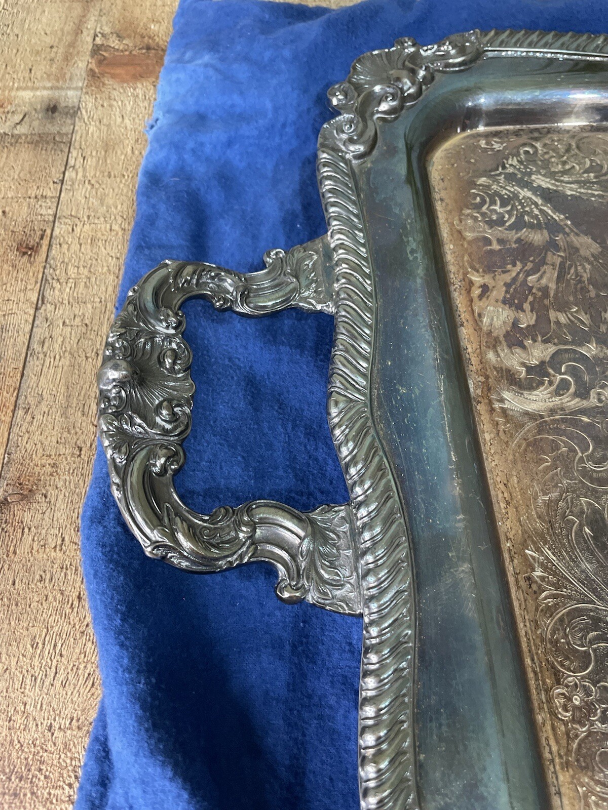 Vintage Very Ornate Silver On Copper Footed Serving Tray Sheridan EBay