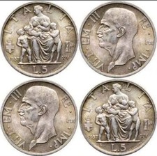 5 LIRE 1937 FAMIGLIA RARA FIOR DI CONIO UNCIRCULATED TOP QUALITY